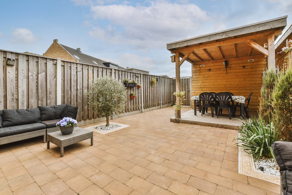 Sandstone block patio